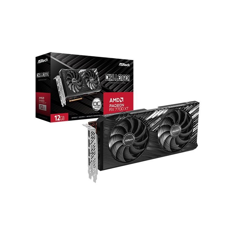 Graphics Card ASROCK AMD Radeon RX 7700 XT 12 GB GDDR6 192 bit PCIE 4.0 16x Two and Half Slot