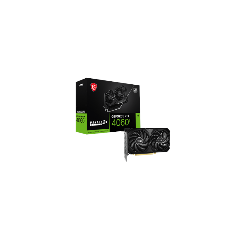 MSI GeForce RTX 4060 Ti 8G VENTUS 2X BLACK E1 OC NVIDIA 8 GB GeForce RTX 4060 Ti GDDR6 HDMI ports quantity 1 |