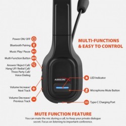 Audiocore 74452 Bluetooth Headset Headphone Noise Reuction Microphone Call CenterGoogle Siri Office Wireless