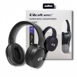 Qoltec 50851 Wireless Headphones with microphone Super Bass Dynamic BT Black