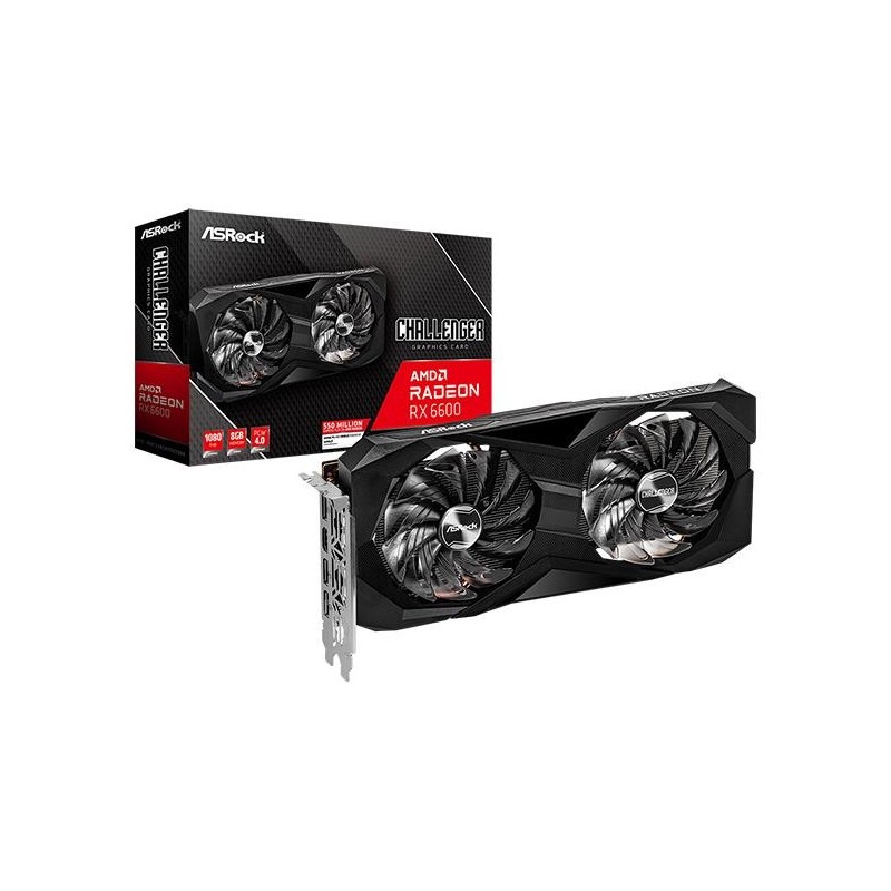 Graphics Card ASROCK AMD Radeon RX 6600 8 GB GDDR6 128 bit PCIE 4.0 16x GPU 1626 MHz Dual Slot