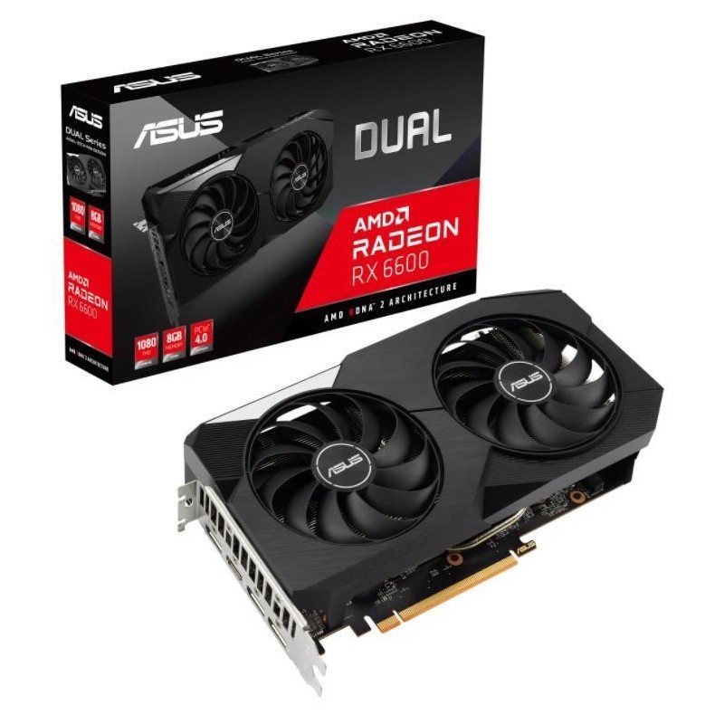 Graphics Card ASUS AMD Radeon RX 6600 8 GB GDDR6 128 bit PCIE 4.0 16x GPU 2044 MHz Two and Half Slot