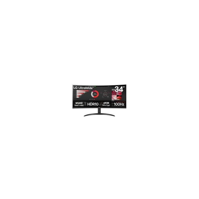 LCD Monitor LG 34" Curved/21 : 9 Panel VA 3440x1440 21:9 100 Hz 5 ms Tilt 34WR50QK-B