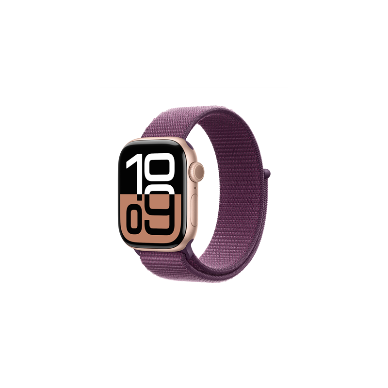 Apple Watch Series 10 GPS 42mm Rose Gold Aluminium Case with Plum Sport Loop