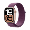 Apple Watch Series 10 GPS 42mm Rose Gold Aluminium Case with Plum Sport Loop