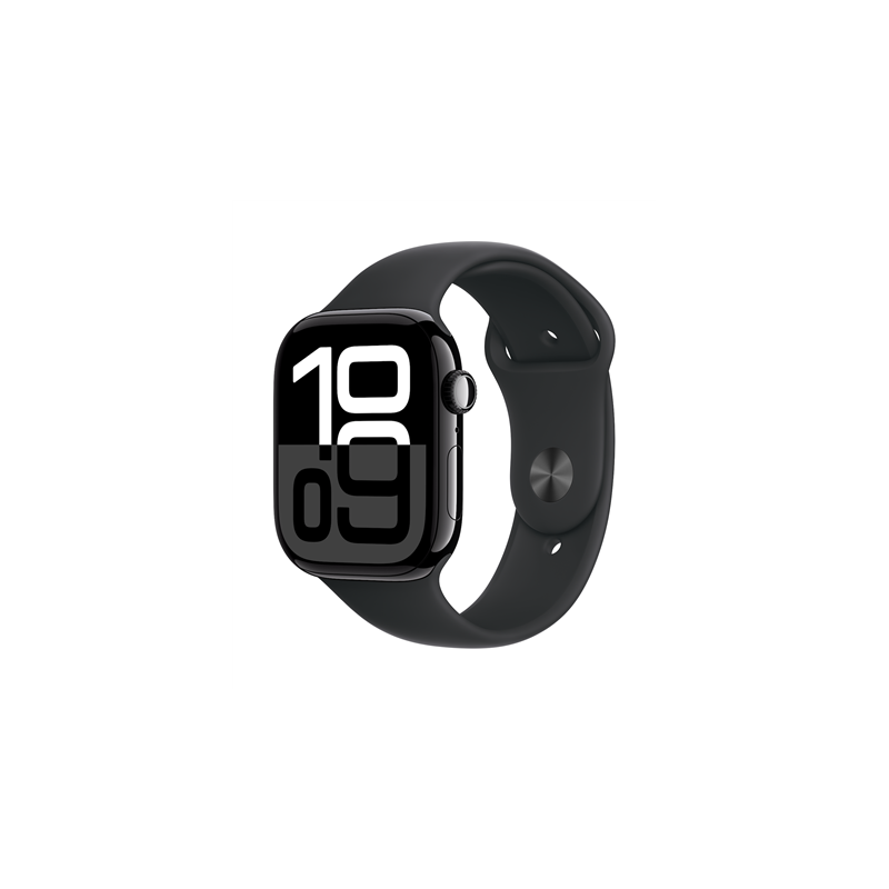 Apple Watch Series 10 GPS 46mm Jet Black Aluminium Case with Black Sport Band - S/M