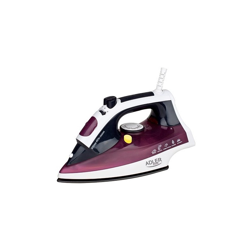 Adler AD 5022 Dry & Steam iron Ceramic soleplate Purple, 2200 W