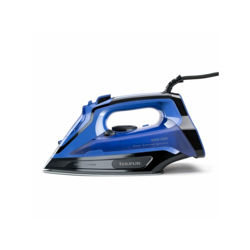 Taurus Quios 3000 Dry & Steam iron Ceramic soleplate 3000 W Black, Blue