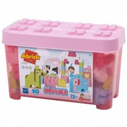 Набор кубиков Ecoiffier Abrick в контейнере Животные 50 элементов Розовый