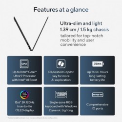 ASUS Vivobook S 15 OLED S5506MA-MA024W Ultra 9 185H 15.6" 3K 120Hz 400nits Glossy 32GB LPDDR5X SSD1TB Intel Arc Graphics