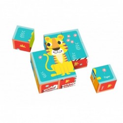 TOOKY TOY Puzzle Blocks Cubes Cubes Puzzle Animals + stencils