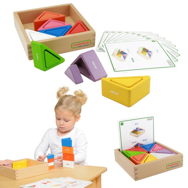 Wooden Game For Children. Colorful Blocks and Cups, Triangles Masterkidz