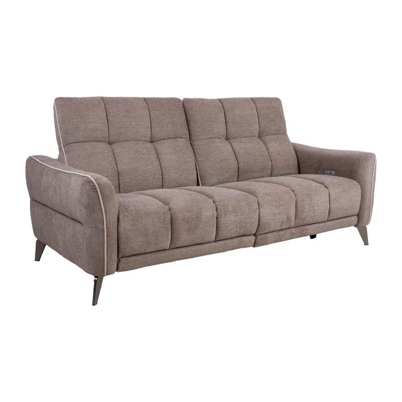 Recliner sofa CATHY 3-seater, electric, light brown