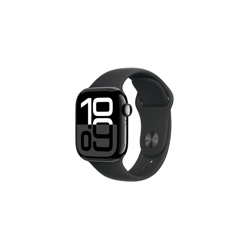 Apple Watch Series 10 GPS 42mm Jet Black Aluminium Case with Black Sport Band - S/M