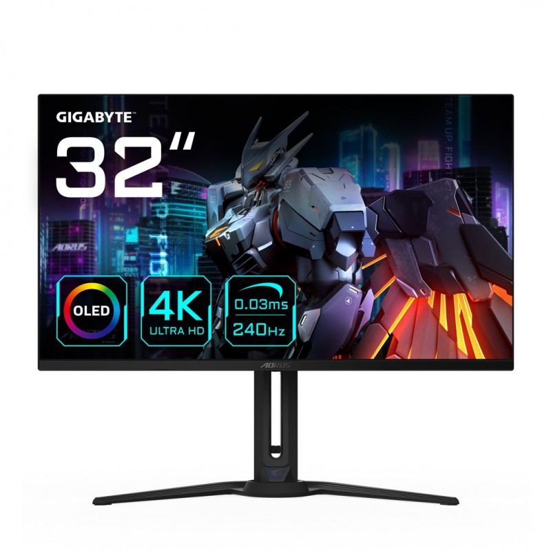 GIGABYTE AORUS FO32U2 32” OLED Gaming Monitor - 3840 x 2160(UHD), 240Hz, 0.03ms, KVM, 250 cd/m2, FreeSync Premium Pro,