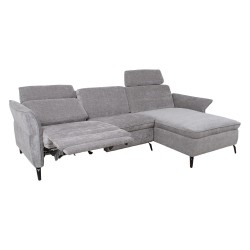 Corner sofa DAYTON RC, electric recliner, light grey