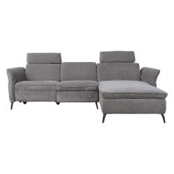 Corner sofa DAYTON RC, electric recliner, light grey