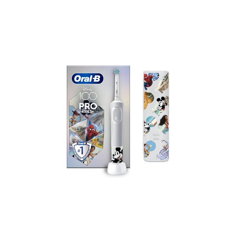 Oral-B Electric Toothbrush with Travel Case Vitality PRO Kids Disney 100 Rechargeable For kids Number of brush