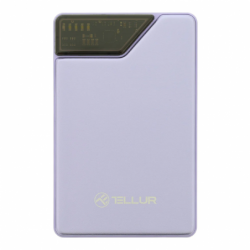 Tellur Power Bank 10000mAh, USB-C + Lightning cables built-in  purple