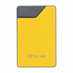 Tellur Power Bank 10000mAh, USB-C + Lightning cables built-in  yellow