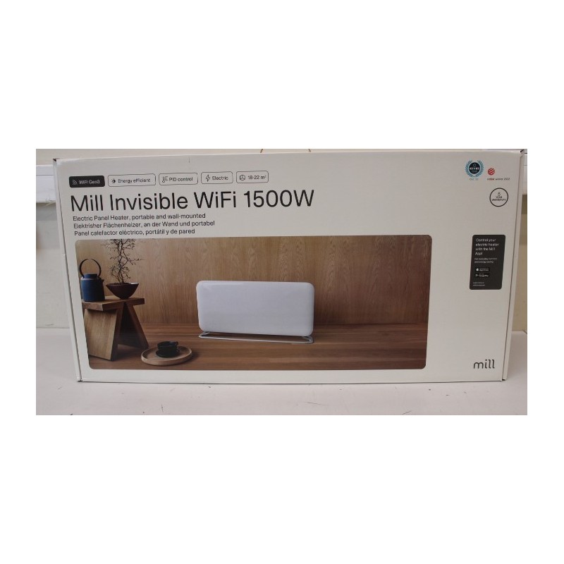 SALE OUT. Mill PA1500WIFI3A GEN3 Heater, WiFi Panel, Steel, Power 1500 W, White Mill Heater PA1500WIFI3A GEN3 |