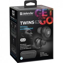 Defender Twins 638 Headset Wireless In-ear Calls/Music Bluetooth Black