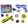 Gun Launcher Set 4 Metal Discs Blue Yellow Lights