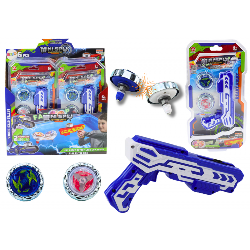 Set Gun Launcher 2 Metal Discs Blue Lights