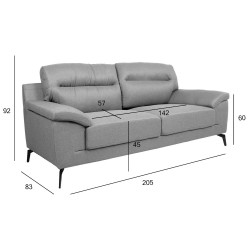 Sofa ENZO 3-seater, grey