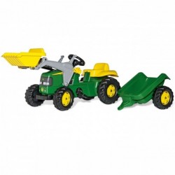 Педальный трактор Rolly Toys John Deere с ковшом и прицепом для детей от 2 до 5 лет
