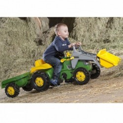 Педальный трактор Rolly Toys John Deere с ковшом и прицепом для детей от 2 до 5 лет