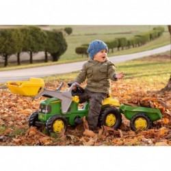 Педальный трактор Rolly Toys John Deere с ковшом и прицепом для детей от 2 до 5 лет