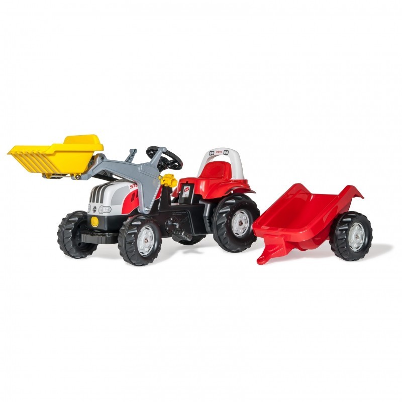 Rolly Toys rollyKid STEYR pedaaliga traktor punane kopa ja haagisega