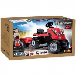 Детский педальный трактор Smoby Farmer XL с прицепом - Красный