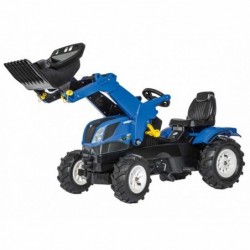 Rolly Toys rollyFarmtrac New Holland pedal tractor with bucket and pumped wheels