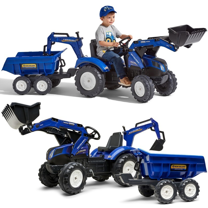 FALK New Holland Pedal Tractor Blue с прицепом от 3 лет