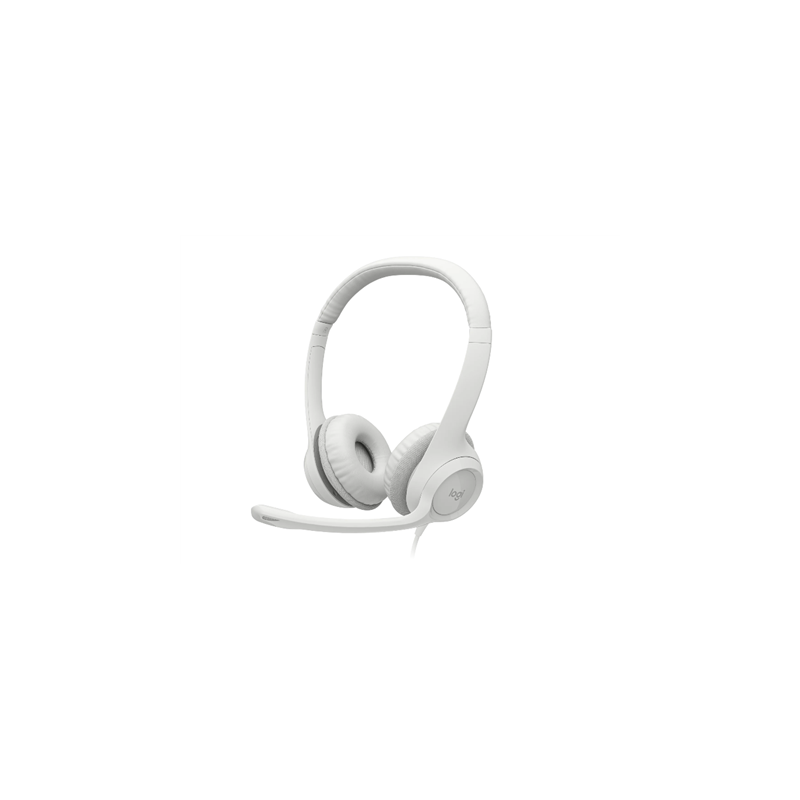 Logitech USB Computer Headset H390 Wired Over-Ear Microphone Noise canceling Off-white