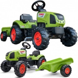 FALK Traktor Claas Roheline pedaalidel koos haagisega + sarv 2 aastat.