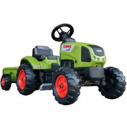 FALK Tractor Claas Green on Pedals with a trailer + Horn for 2 years.