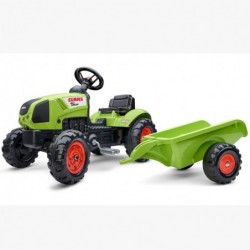 FALK Tractor Claas Green on Pedals with a trailer + Horn for 2 years.