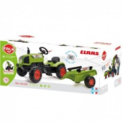 FALK Tractor Claas Green on Pedals Horn Trailer from 2 Years.