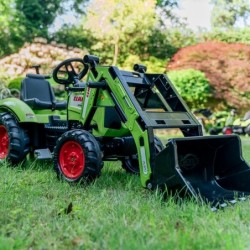 FALK Tractor CLAAS AVEC Green on Pedals with Trailer from 3 Years