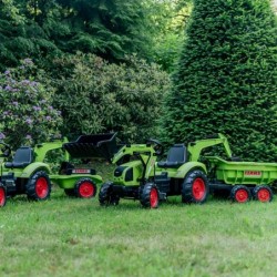 FALK Tractor CLAAS AVEC Green on Pedals with Trailer from 3 Years