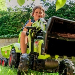 FALK Tractor CLAAS AVEC Green on Pedals with Trailer from 3 Years