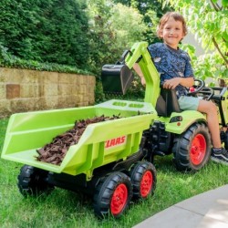 FALK Tractor CLAAS AVEC Green on Pedals with Trailer from 3 Years