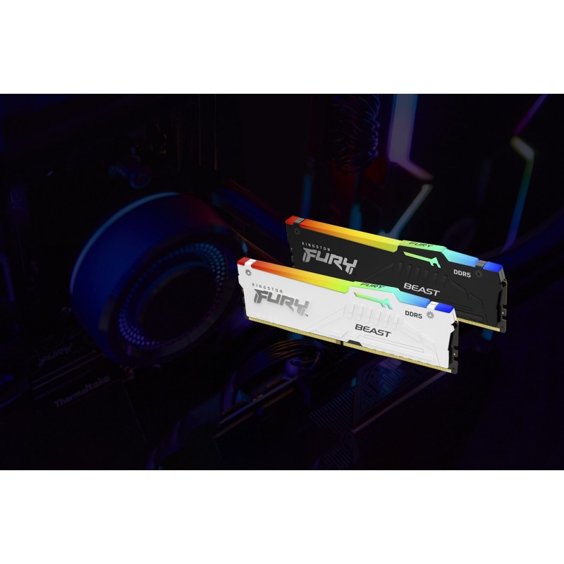 Kingston Technology FURY Beast 128GB 5200MT/s DDR5 CL40 DIMM (Kit of 4) White RGB XMP