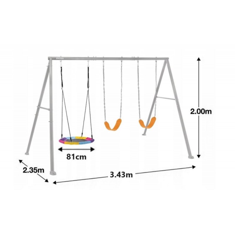 Kids Swing Set Stork nest (3 in 1) Ø 81 cm, Intex 44134