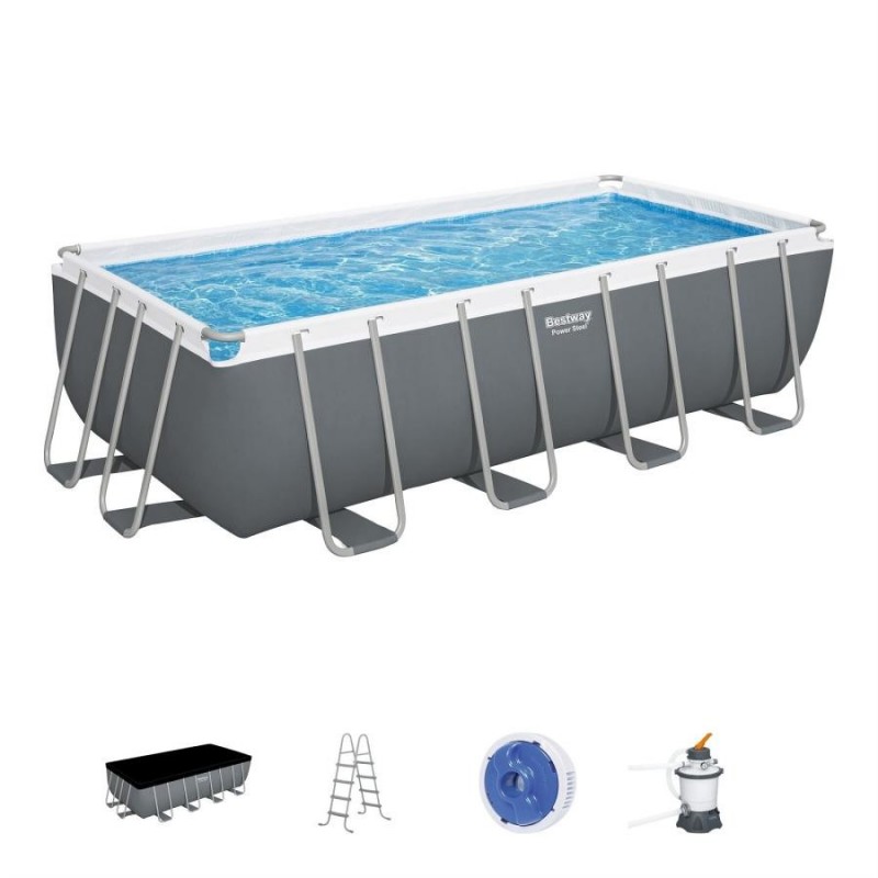 Frame pool Bestway Power Steel 488х244х122 cm with cartridge filter pump and accessories (56671)