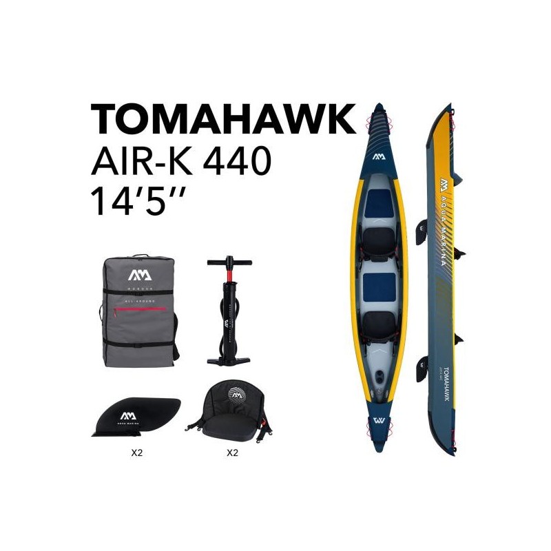 Двухместный надувной каяк Aqua Marina Tomahawk 440x78 см AIR-K 440 (2023)