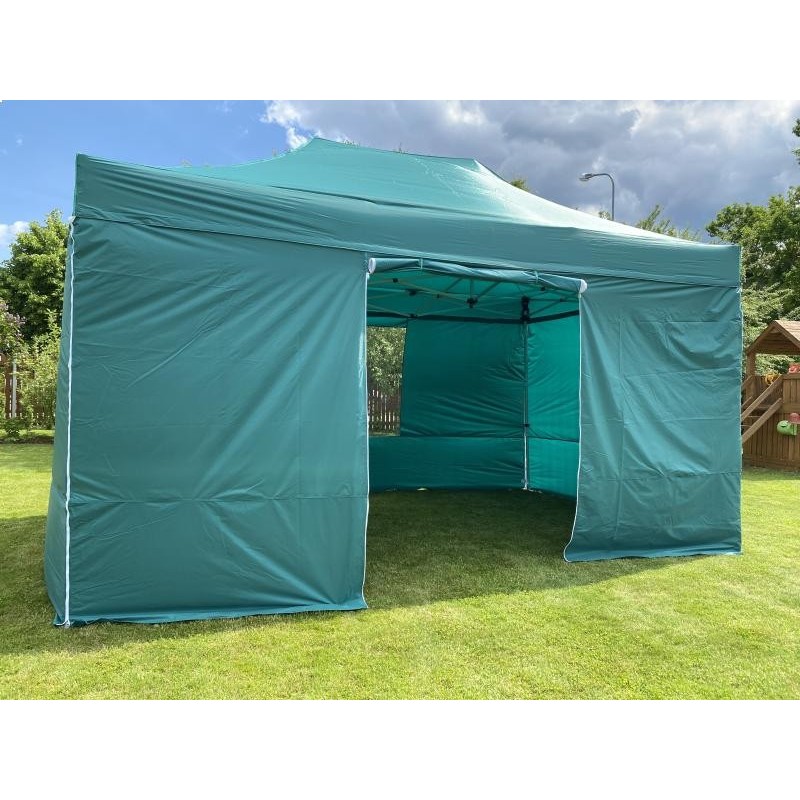 Pop Up Folding awning 3x4.5 m, with walls, Dark green, X series, aluminum (tent, pavilion, awning)